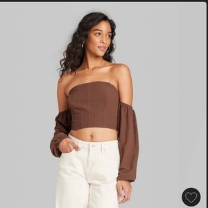 Wild Fable brown off the shoulder top